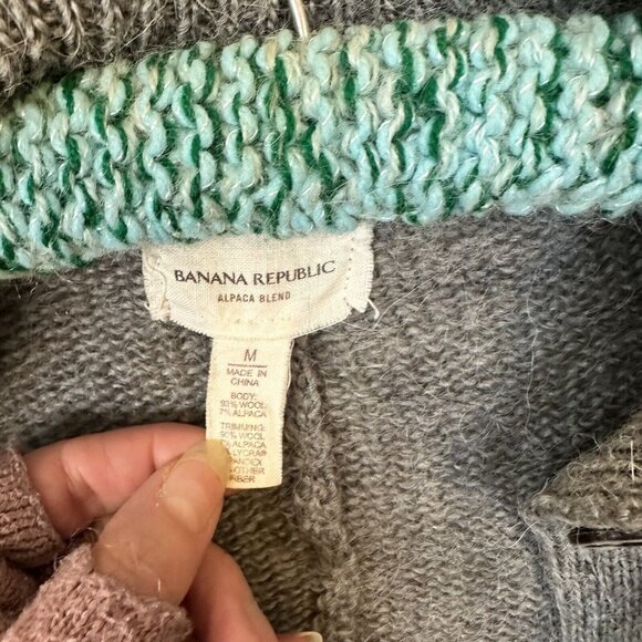 Alpaca Blend Cardigan Sweater Womens Medium Kimono Sleeve Banana Republic Gray - Picture 3 of 7